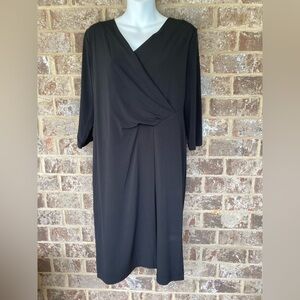 Chico's So Slimming Faux Wrap look cinched side black LBD dress sz 1 8/10 NWT